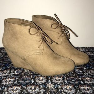 Tan Wedge Booties